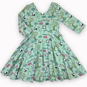 Sz 6 Laura Kae Designs custom panda twirl knit dress